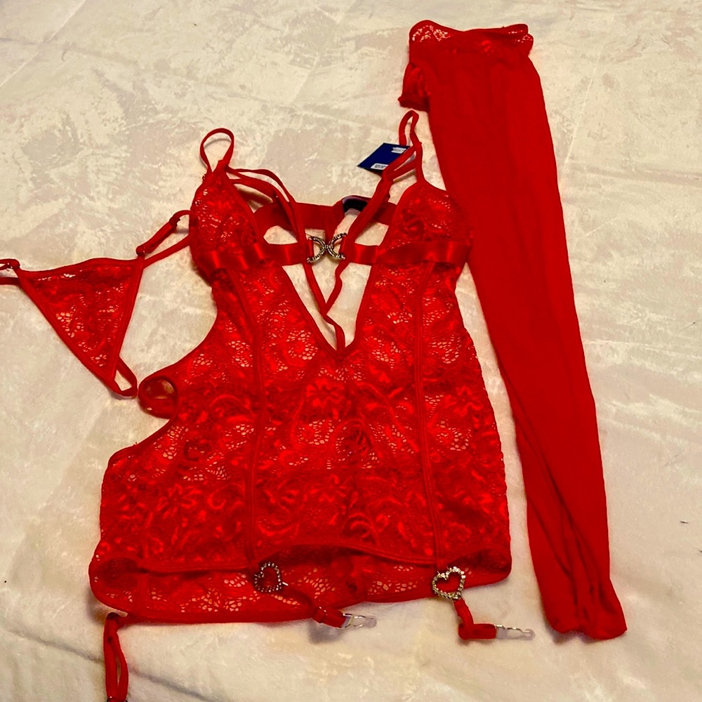 4pc sexy red lingerie set O/S